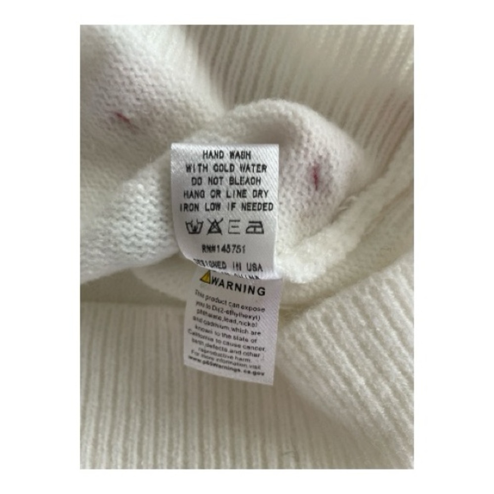Peach Love California White Berkley Short Sleeve Sweater w/ Pom Pom  Size Small - Picture 5 of 5